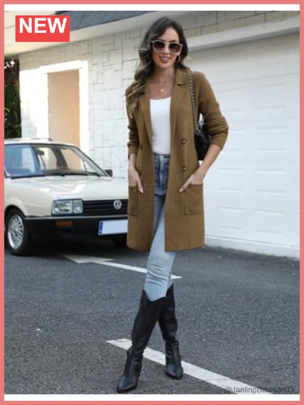 Open Front Long Cardigan Sweater Knit Coatigan with Pockets - Picture 4 of 5